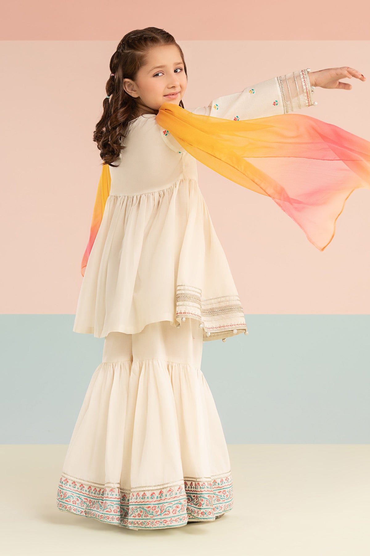 kids-clothes-mkd-ef26-17-off-white by Maria B Kids - Designer Dress  - Type : KidsClothes - Available at Libayah - 100% Original 