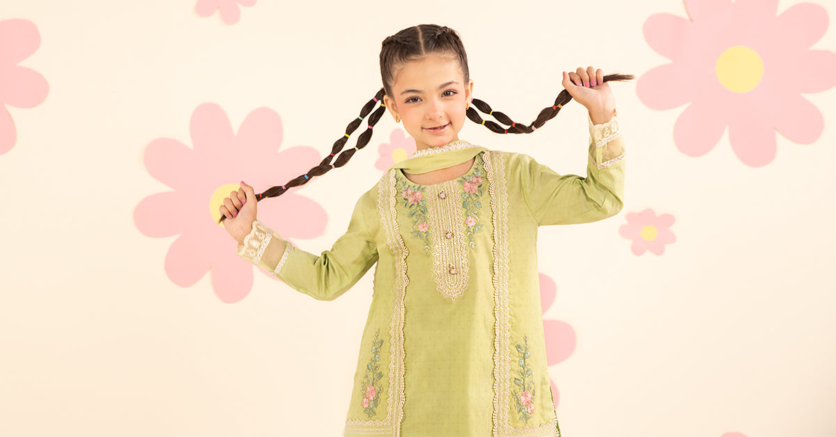 kids-clothes-mkd-ef26-24-green by Maria B Kids - Designer Dress  - Type : KidsClothes - Available at Libayah - 100% Original 