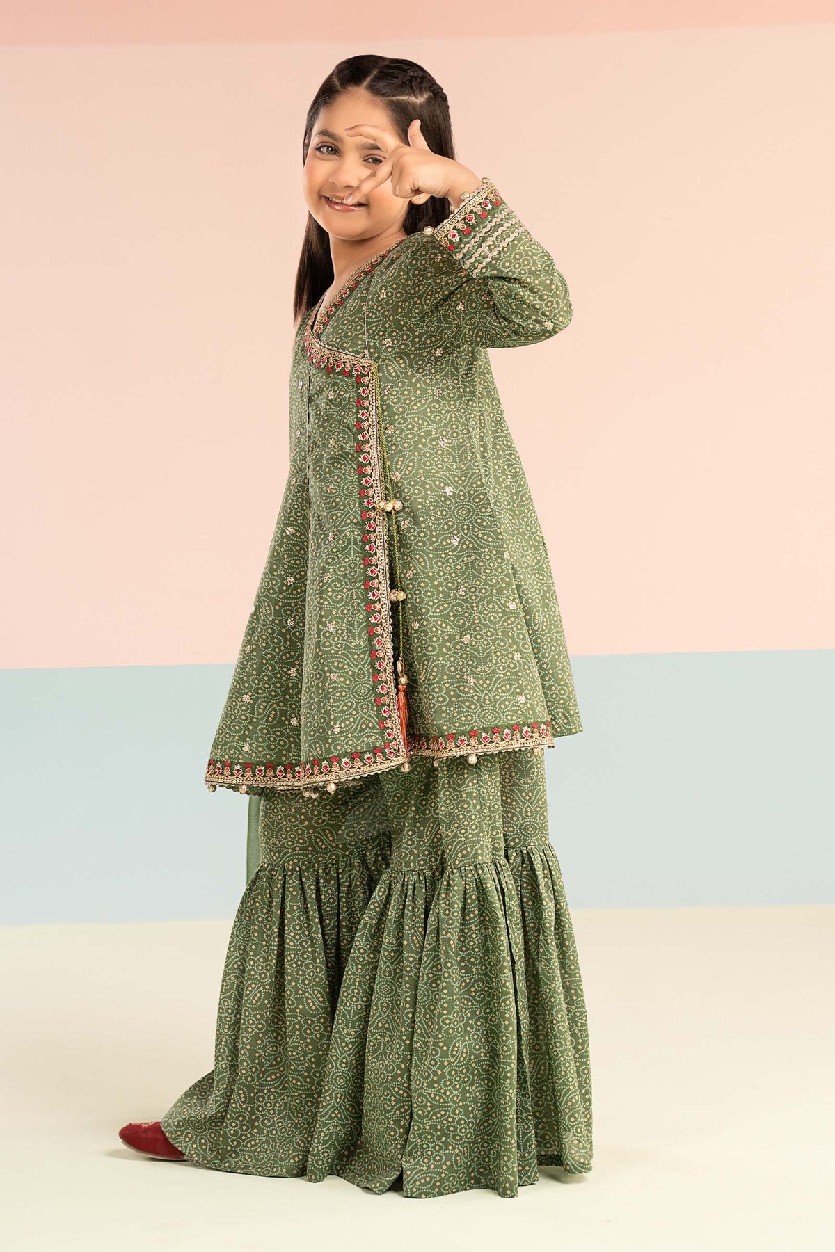 kids-clothes-mkd-ef26-25-green by Maria B Kids - Designer Dress  - Type : KidsClothes - Available at Libayah - 100% Original 