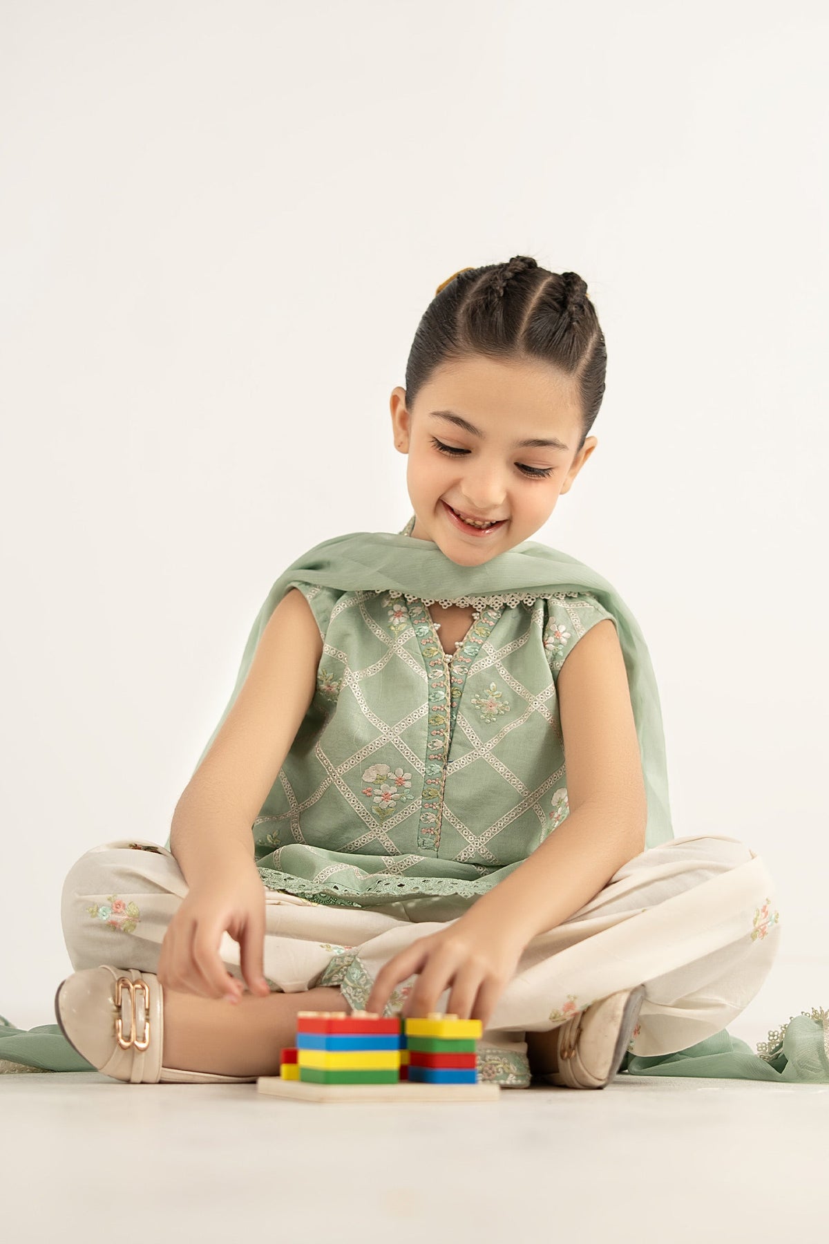kids-clothes-mkd-ef26-27-ferozi by Maria B Kids - Designer Dress  - Type : KidsClothes - Available at Libayah - 100% Original 