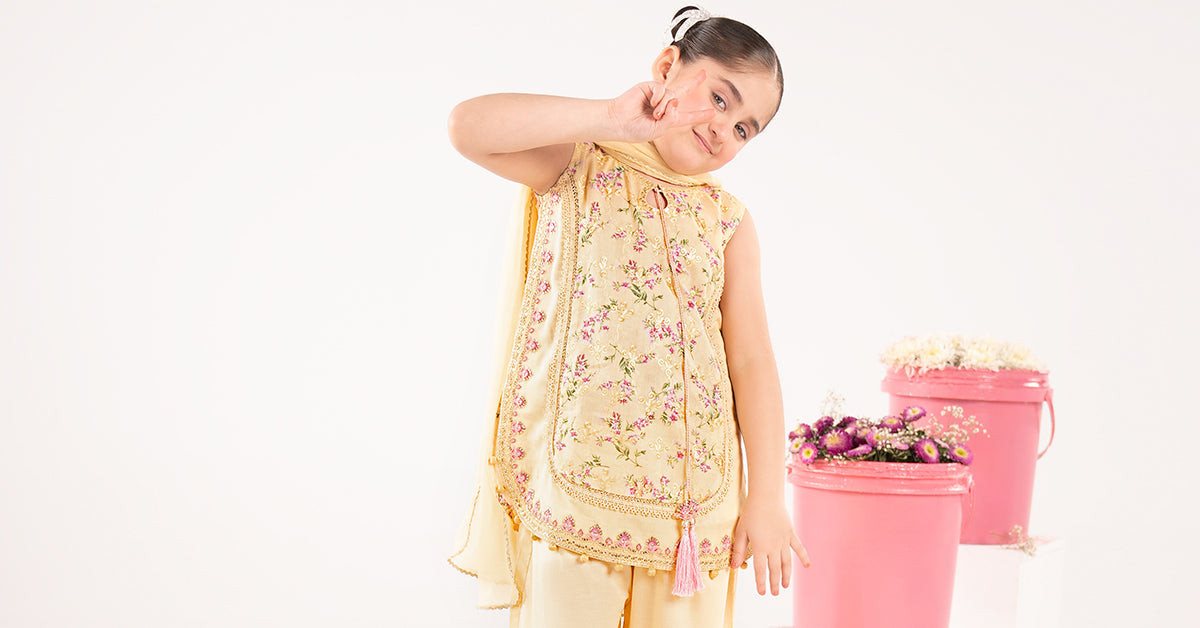 kids-clothes-mkd-ef26-28-yellow by Maria B Kids - Designer Dress  - Type : KidsClothes - Available at Libayah - 100% Original 