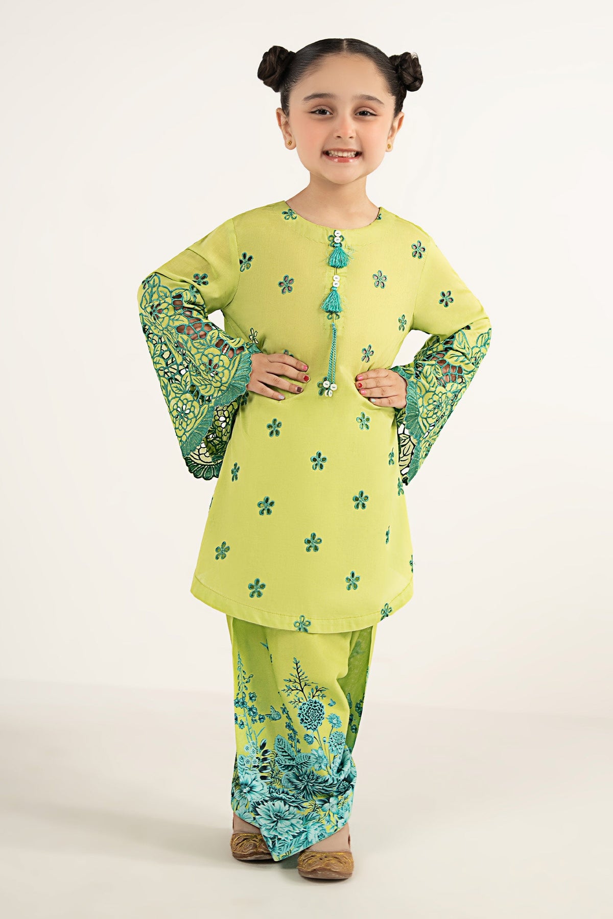 kids-clothes-mkd-ef26-30-green by Maria B Kids - Designer Dress  - Type : KidsClothes - Available at Libayah - 100% Original 