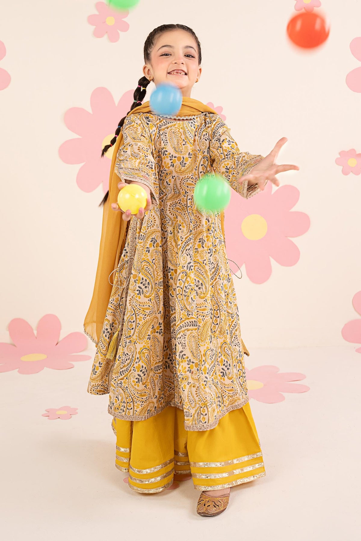 kids-clothes-mkd-ef26-40-dull-yellow by Maria B Kids - Designer Dress  - Type : KidsClothes - Available at Libayah - 100% Original 