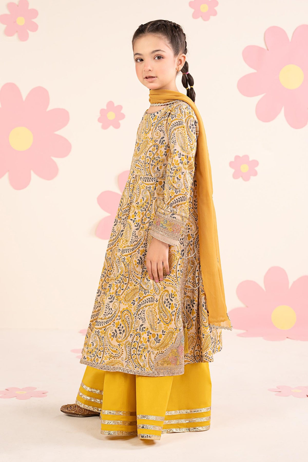 kids-clothes-mkd-ef26-40-dull-yellow by Maria B Kids - Designer Dress  - Type : KidsClothes - Available at Libayah - 100% Original 