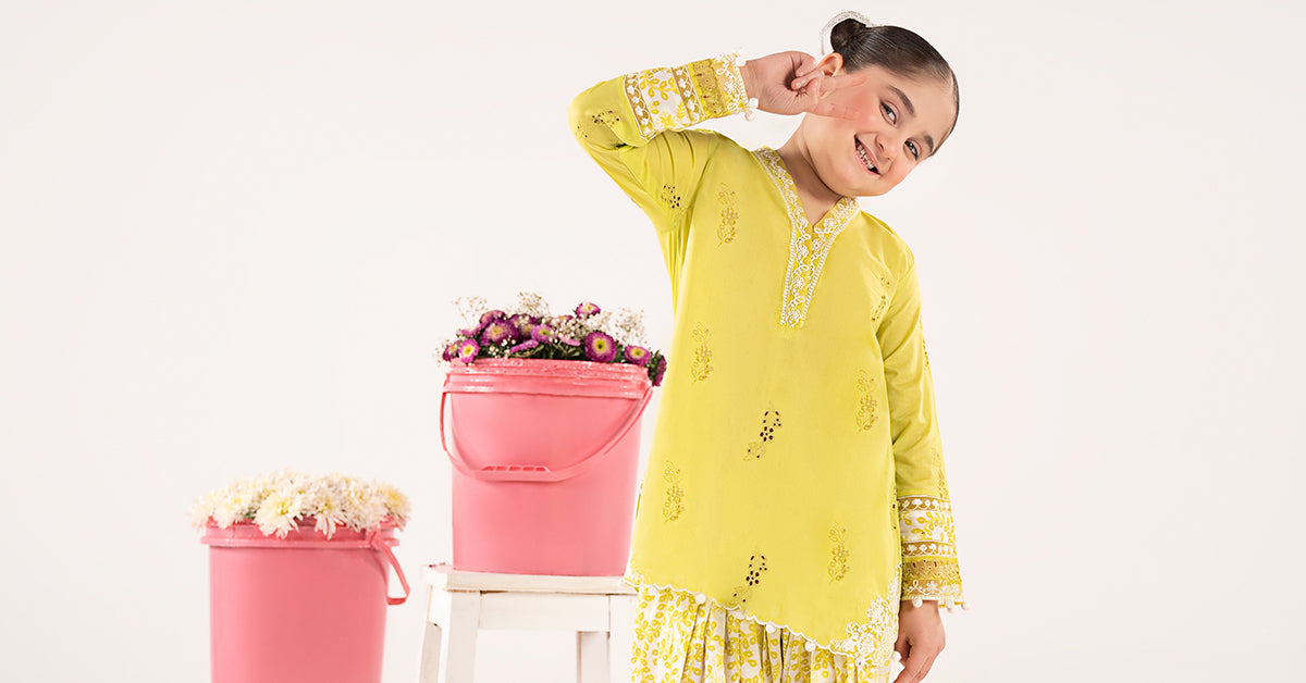 kids-clothes-mkd-ef26-45-neon-green by Maria B Kids - Designer Dress  - Type : KidsClothes - Available at Libayah - 100% Original 