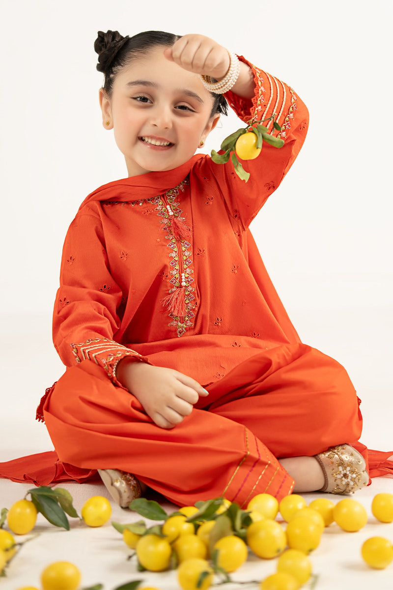 kids-clothes-mkd-ef26-48-orange by Maria B Kids - Designer Dress  - Type : KidsClothes - Available at Libayah - 100% Original 