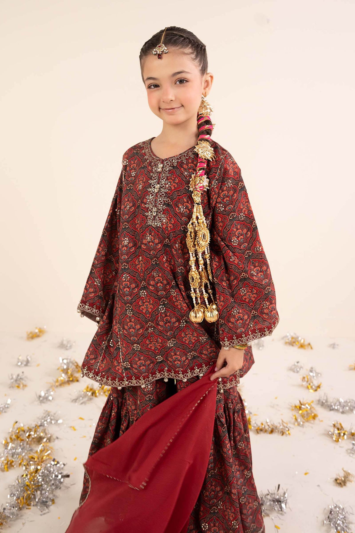 kids-clothes-mks-ea26-05-maroon by Maria B Kids - Designer Dress  - Type : KidsClothes - Available at Libayah - 100% Original 