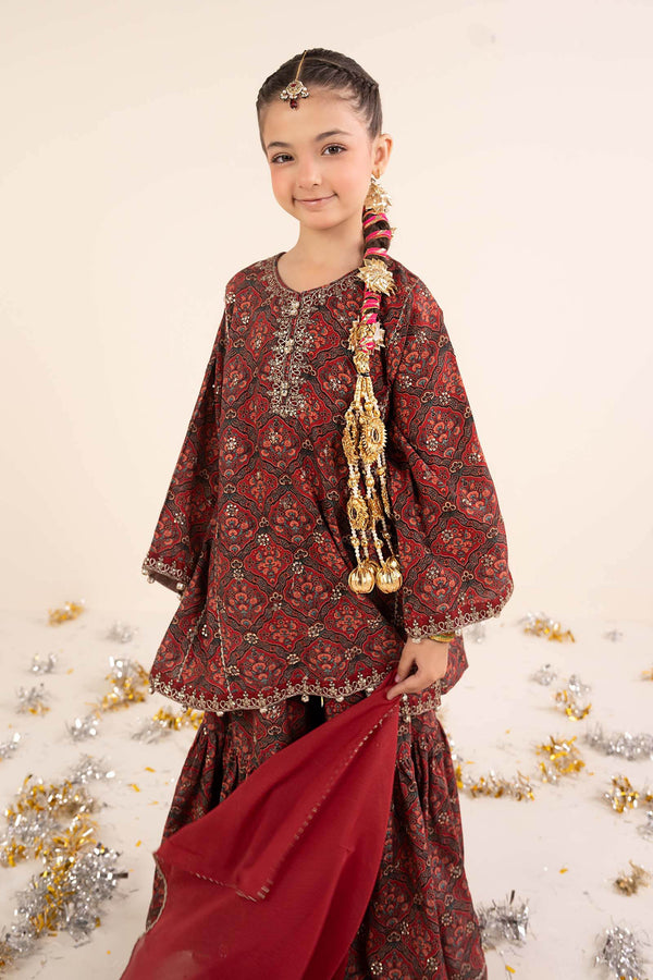 kids-clothes-mks-ea26-05-maroon by Maria B Kids - Designer Dress  - Type : KidsClothes - Available at Libayah - 100% Original 