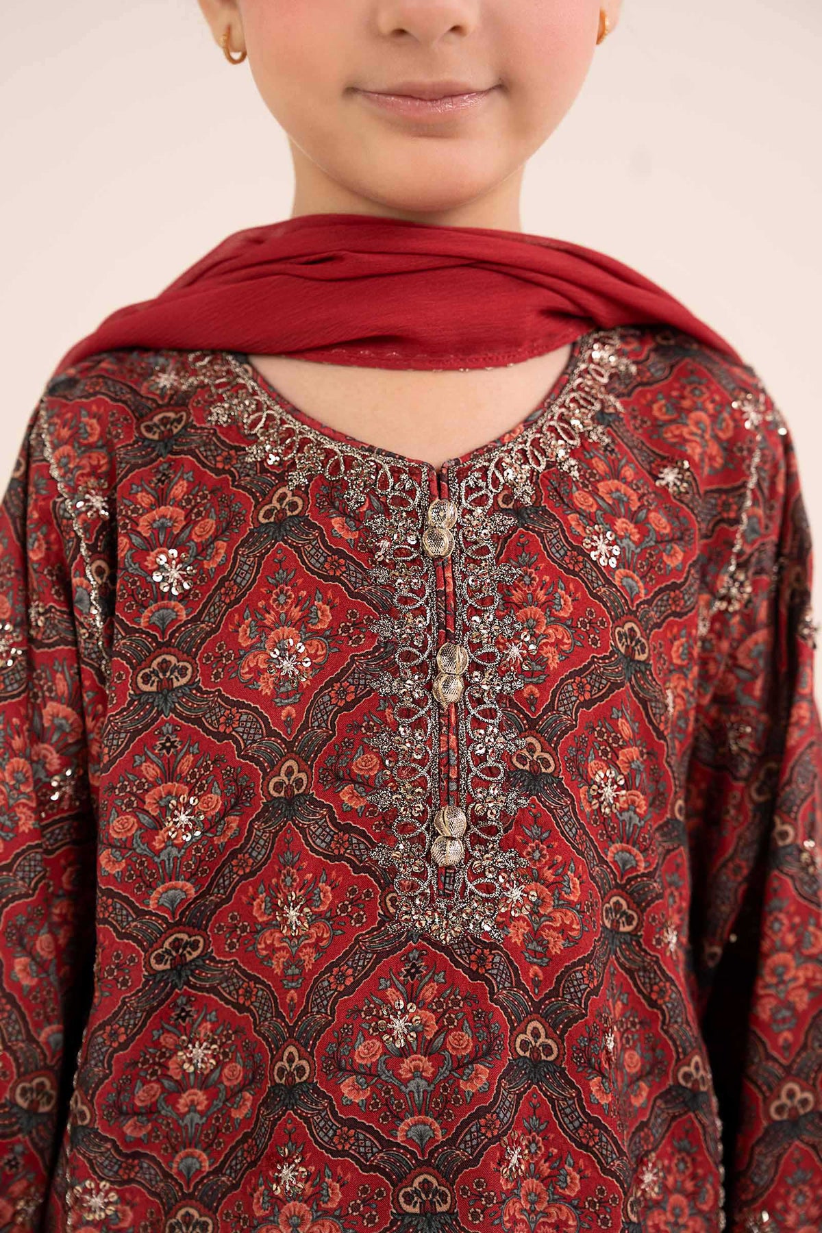 kids-clothes-mks-ea26-05-maroon by Maria B Kids - Designer Dress  - Type : KidsClothes - Available at Libayah - 100% Original 