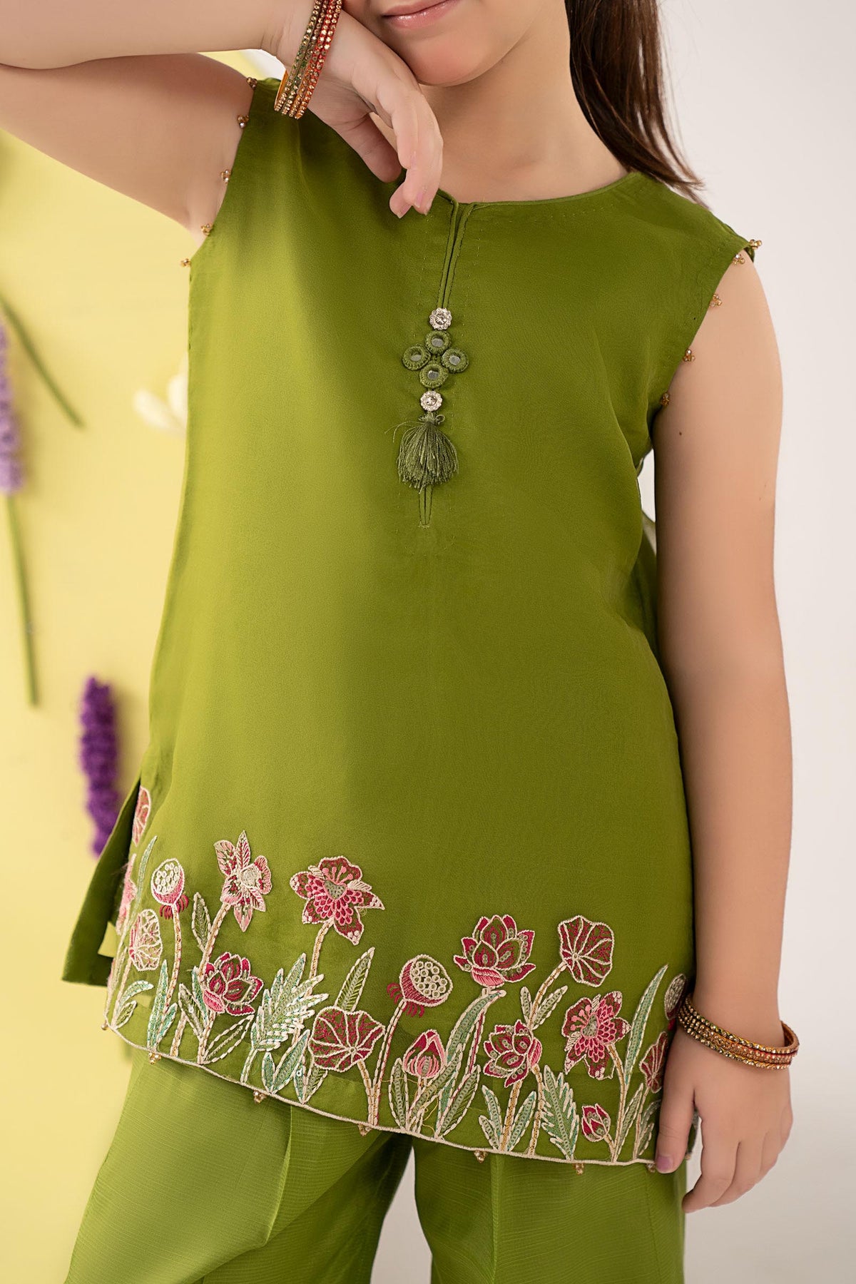 kids-clothes-mks-ea26-04-green by Maria B Kids - Designer Dress  - Type : KidsClothes - Available at Libayah - 100% Original 