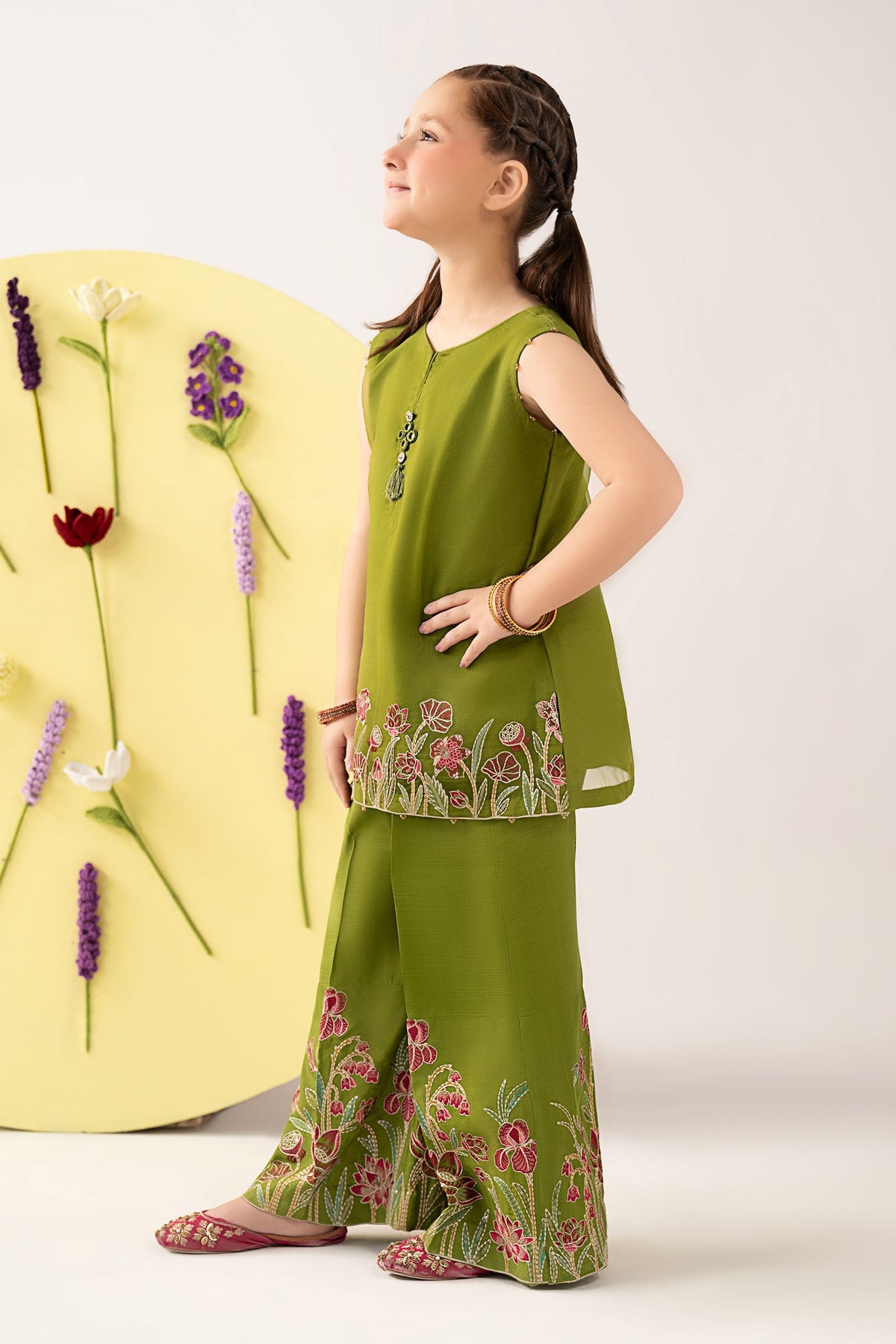 kids-clothes-mks-ea26-04-green by Maria B Kids - Designer Dress  - Type : KidsClothes - Available at Libayah - 100% Original 