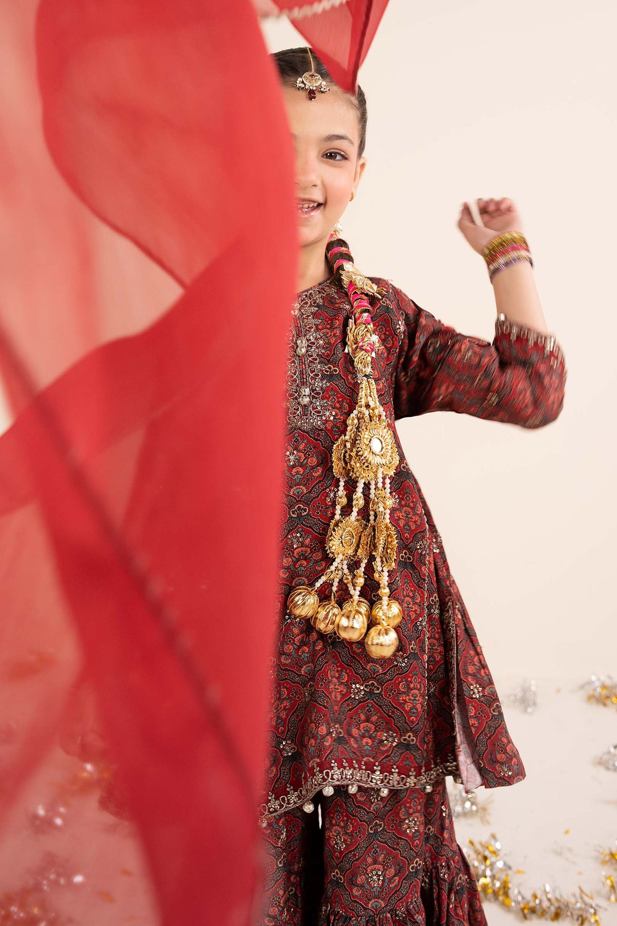 kids-clothes-mks-ea26-05-maroon by Maria B Kids - Designer Dress  - Type : KidsClothes - Available at Libayah - 100% Original 