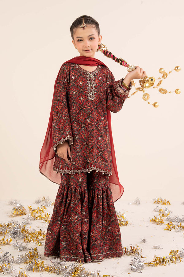 kids-clothes-mks-ea26-05-maroon by Maria B Kids - Designer Dress  - Type : KidsClothes - Available at Libayah - 100% Original 