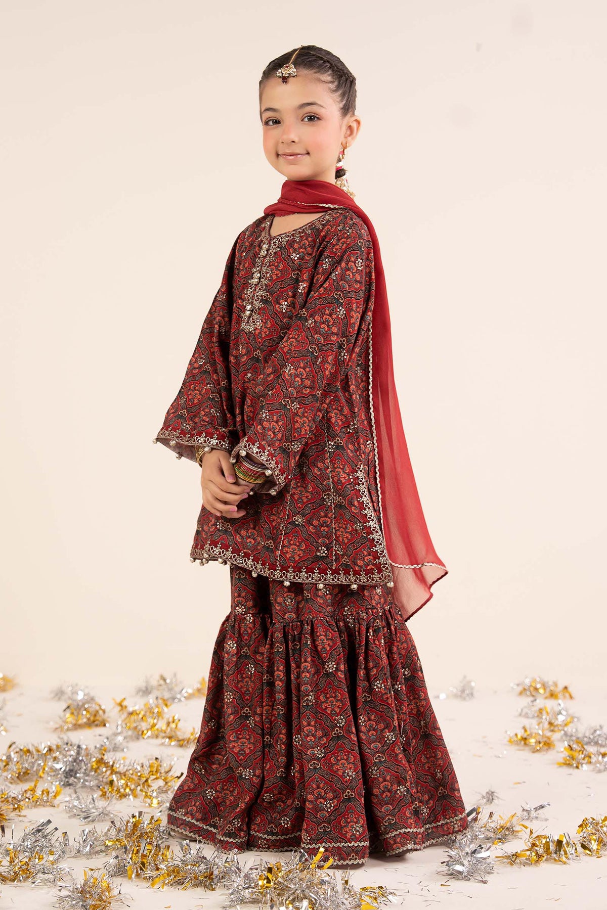 kids-clothes-mks-ea26-05-maroon by Maria B Kids - Designer Dress  - Type : KidsClothes - Available at Libayah - 100% Original 
