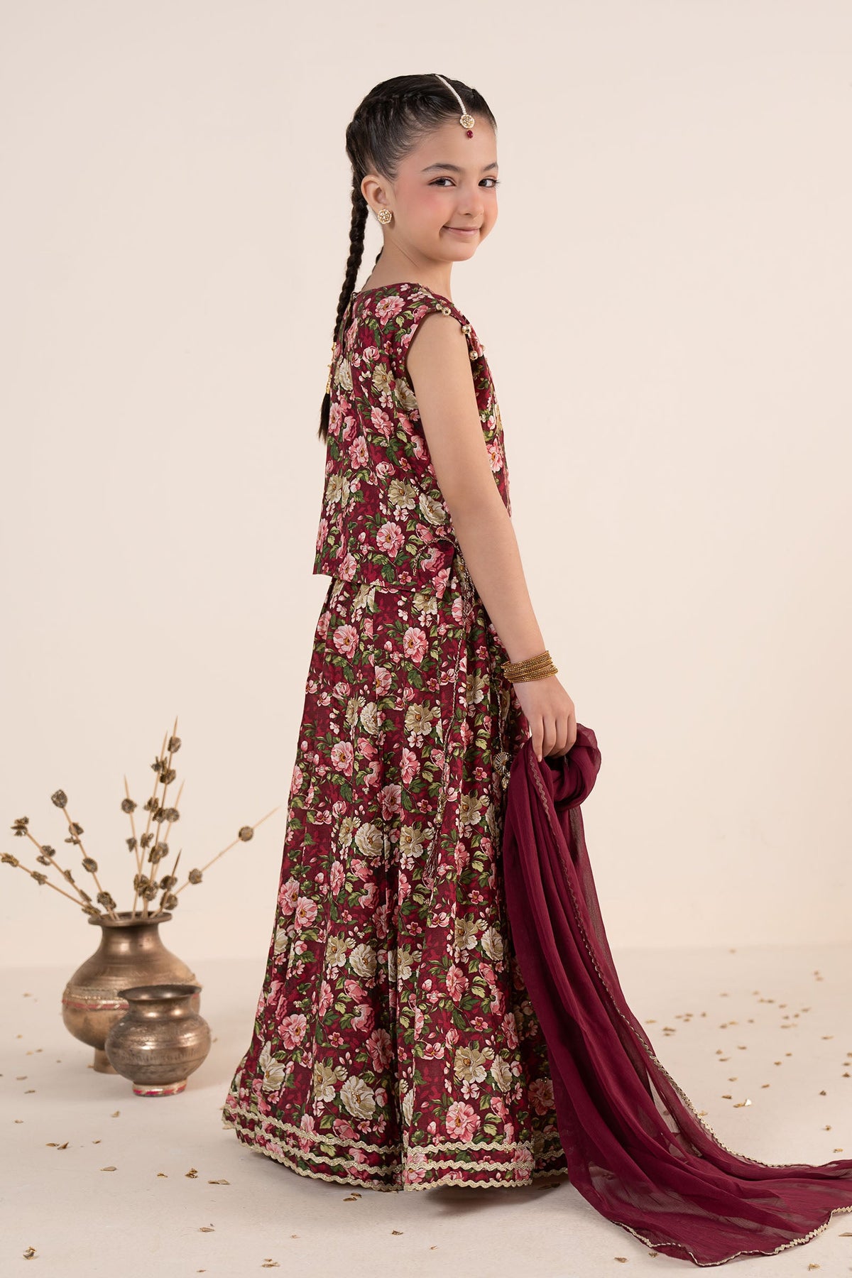 kids-clothes-mks-ea26-07-maroon by Maria B Kids - Designer Dress  - Type : KidsClothes - Available at Libayah - 100% Original 
