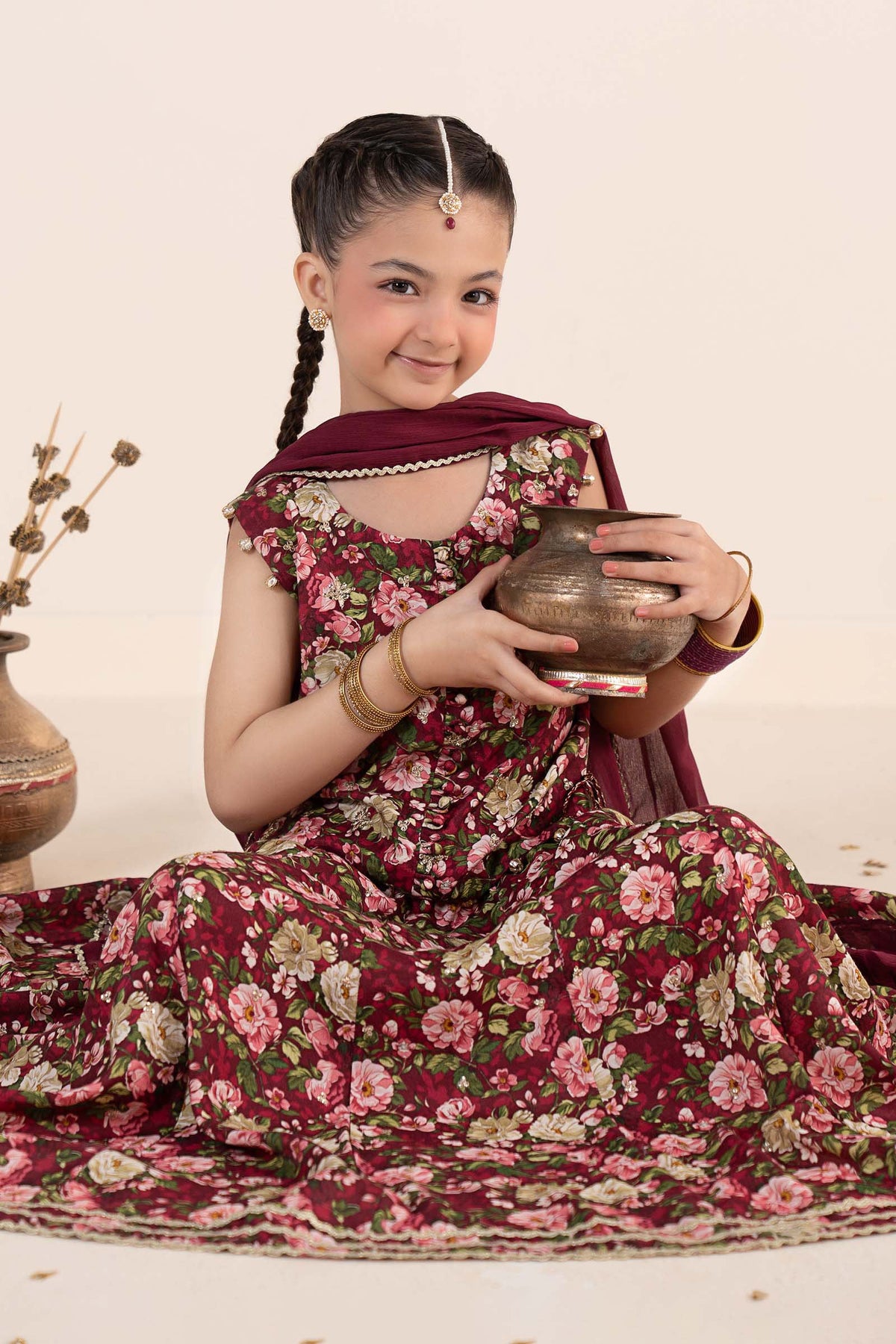 kids-clothes-mks-ea26-07-maroon by Maria B Kids - Designer Dress  - Type : KidsClothes - Available at Libayah - 100% Original 