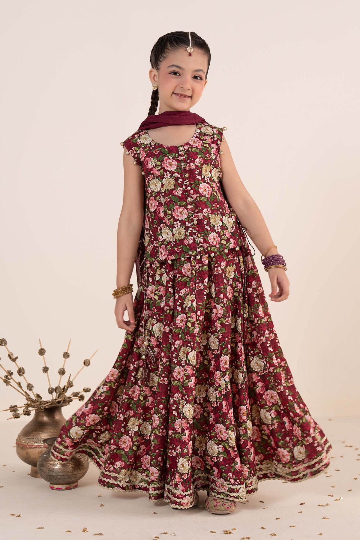 kids-clothes-mks-ea26-07-maroon by Maria B Kids - Designer Dress  - Type : KidsClothes - Available at Libayah - 100% Original 