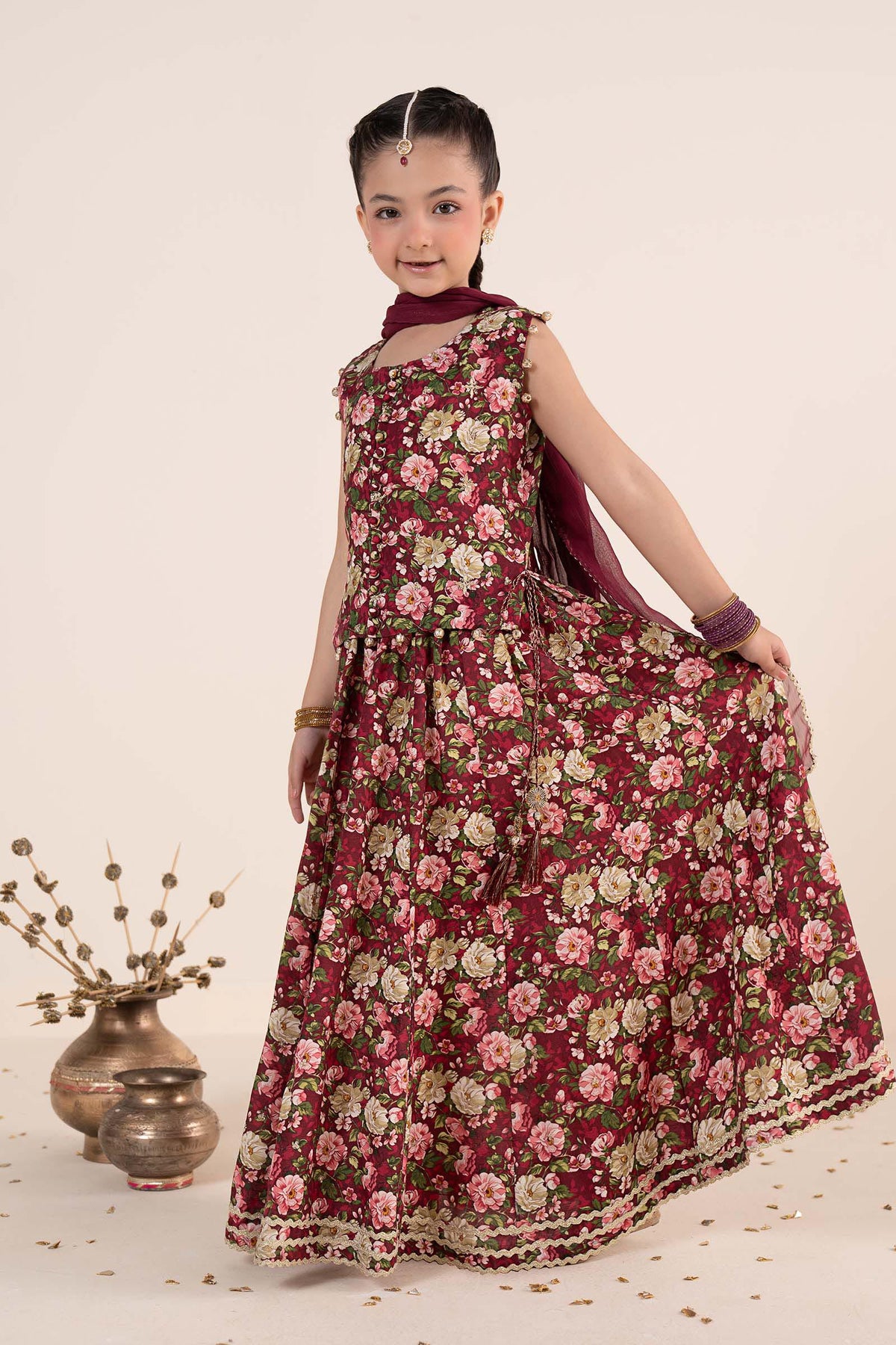 kids-clothes-mks-ea26-07-maroon by Maria B Kids - Designer Dress  - Type : KidsClothes - Available at Libayah - 100% Original 