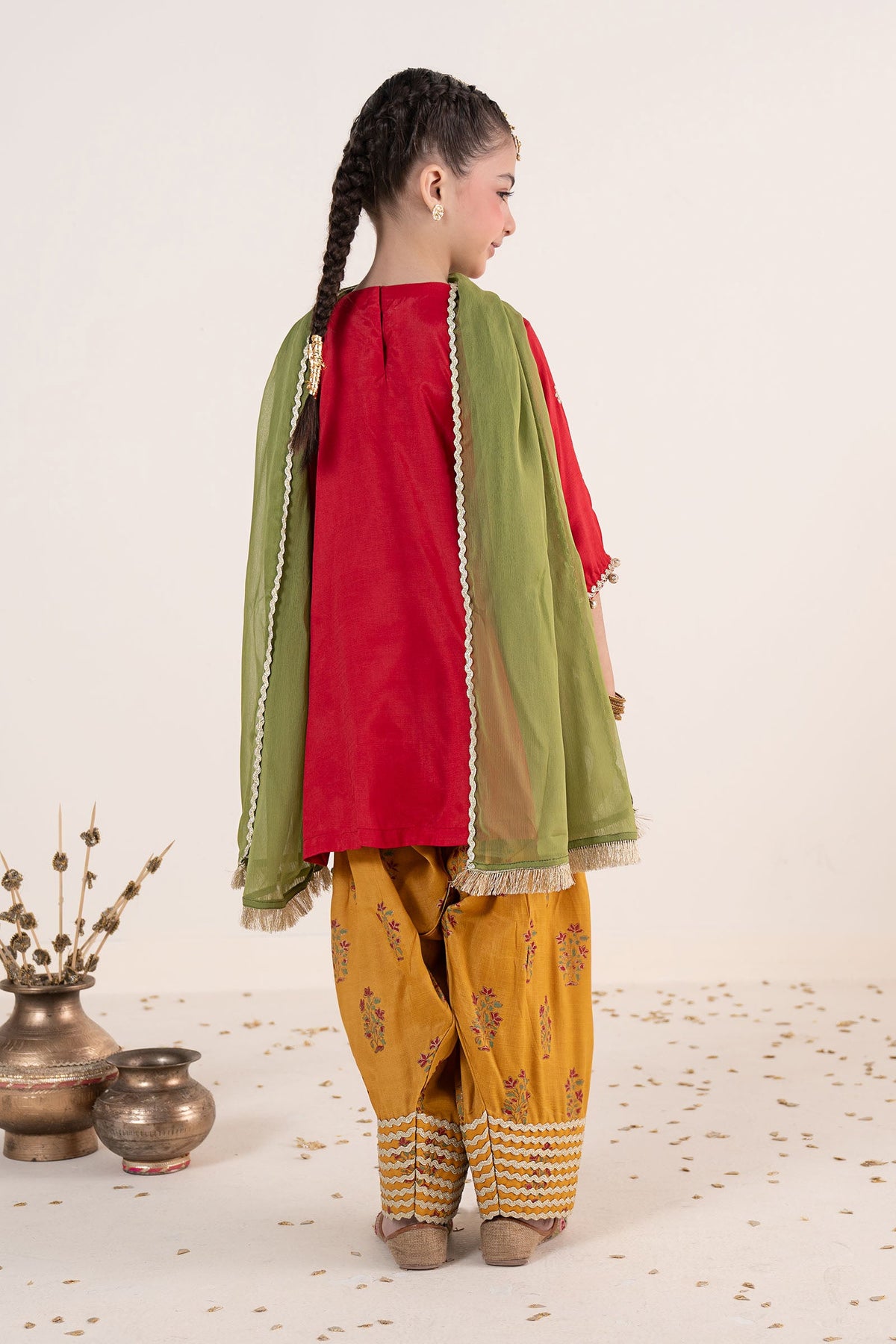 kids-clothes-mks-ea26-09-red-and-mustard by Maria B Kids - Designer Dress  - Type : KidsClothes - Available at Libayah - 100% Original 