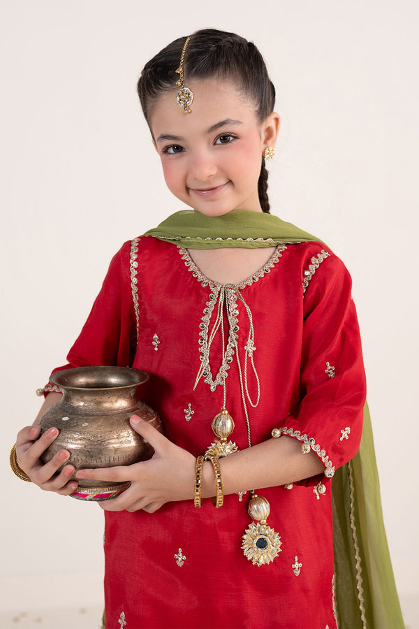 kids-clothes-mks-ea26-09-red-and-mustard by Maria B Kids - Designer Dress  - Type : KidsClothes - Available at Libayah - 100% Original 