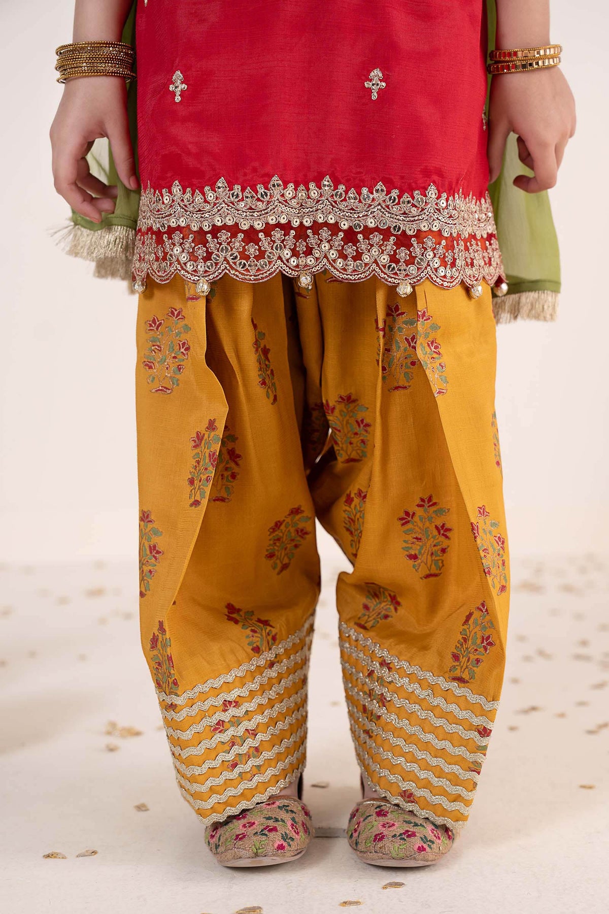 kids-clothes-mks-ea26-09-red-and-mustard by Maria B Kids - Designer Dress  - Type : KidsClothes - Available at Libayah - 100% Original 