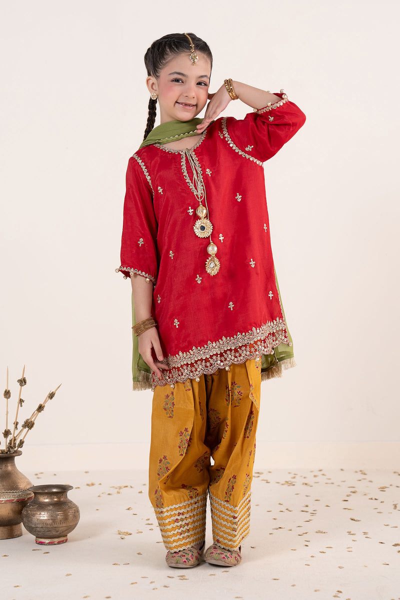 kids-clothes-mks-ea26-09-red-and-mustard by Maria B Kids - Designer Dress  - Type : KidsClothes - Available at Libayah - 100% Original 