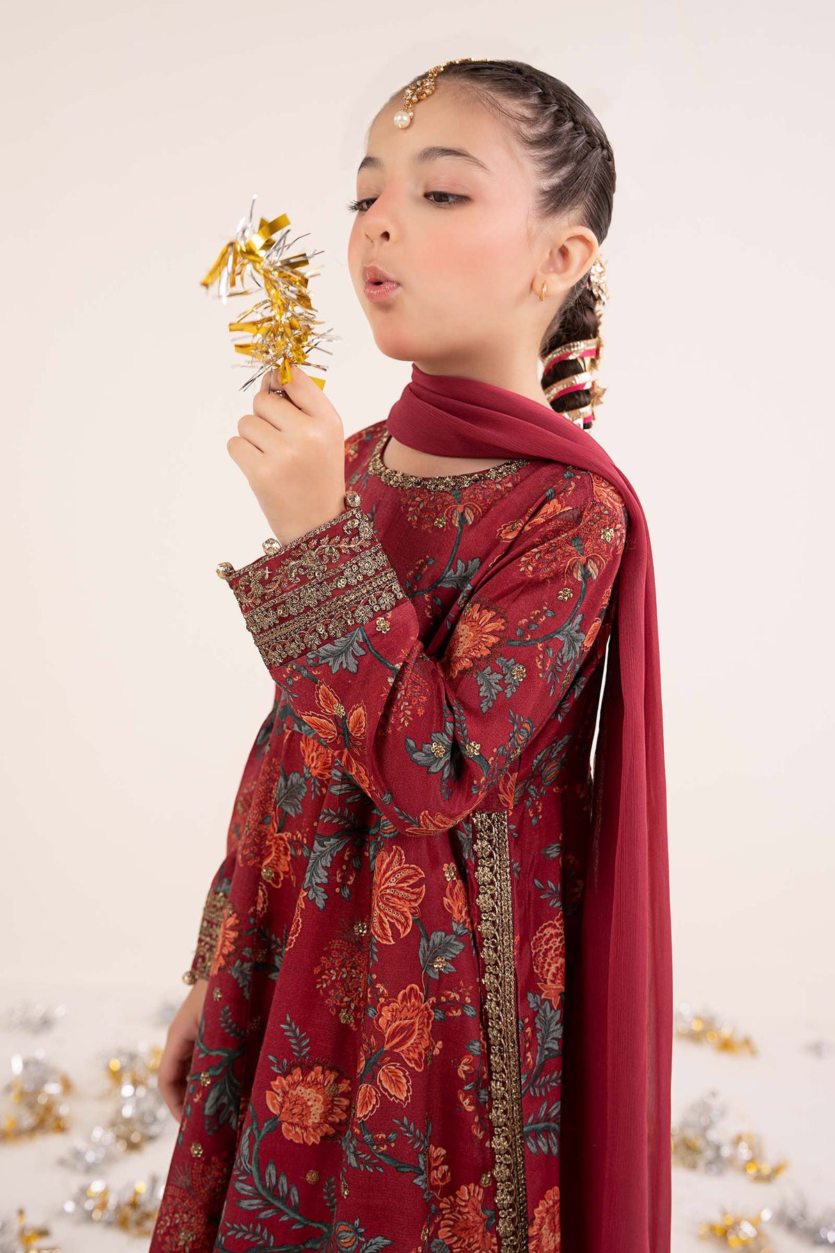 kids-clothes-mks-ea26-12-maroon by Maria B Kids - Designer Dress  - Type : KidsClothes - Available at Libayah - 100% Original 