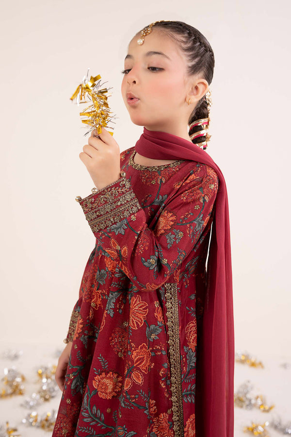 kids-clothes-mks-ea26-12-maroon by Maria B Kids - Designer Dress  - Type : KidsClothes - Available at Libayah - 100% Original 