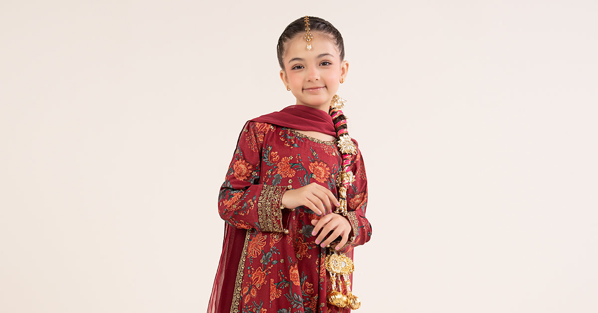 kids-clothes-mks-ea26-12-maroon by Maria B Kids - Designer Dress  - Type : KidsClothes - Available at Libayah - 100% Original 
