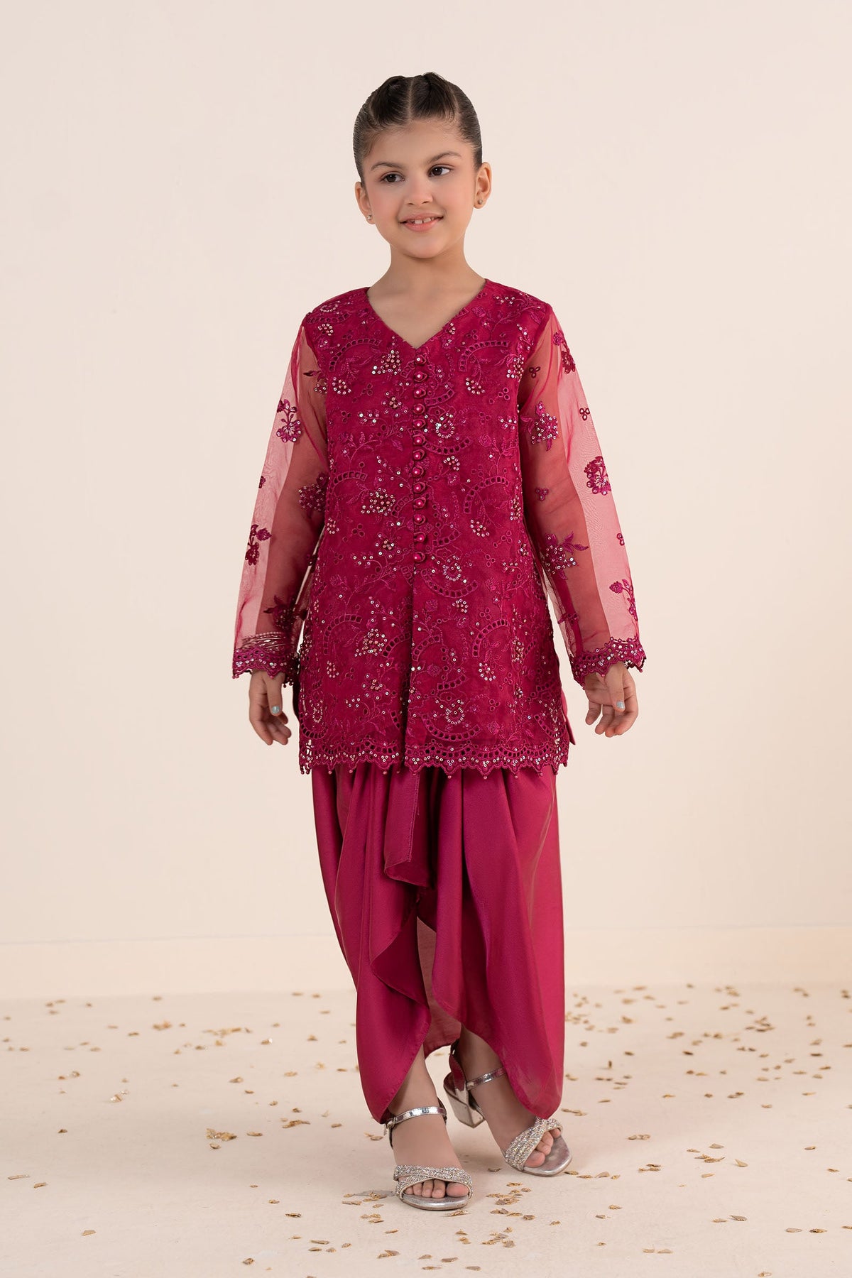 kids-clothes-mks-ea26-21-tea-pink by Maria B Kids - Designer Dress  - Type : KidsClothes - Available at Libayah - 100% Original 