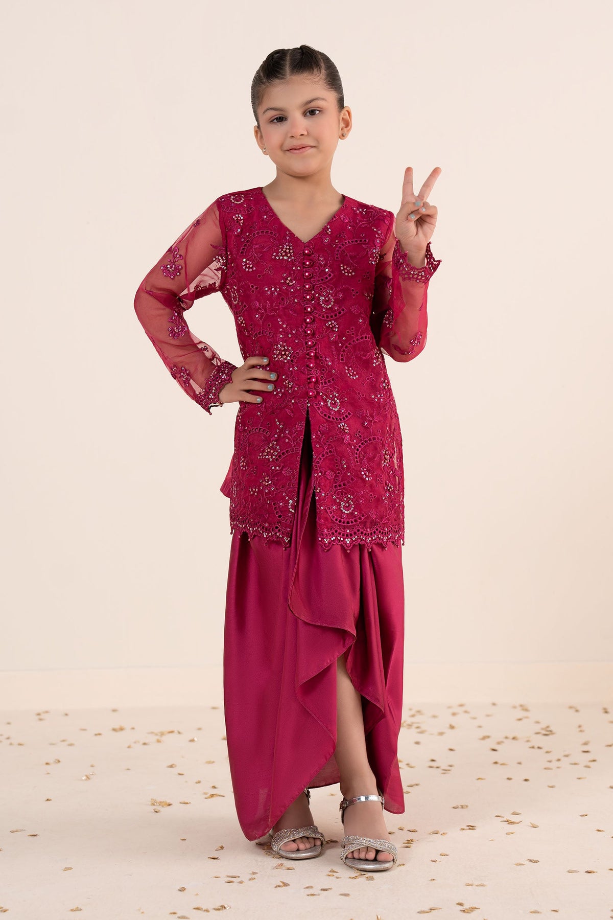 kids-clothes-mks-ea26-21-tea-pink by Maria B Kids - Designer Dress  - Type : KidsClothes - Available at Libayah - 100% Original 