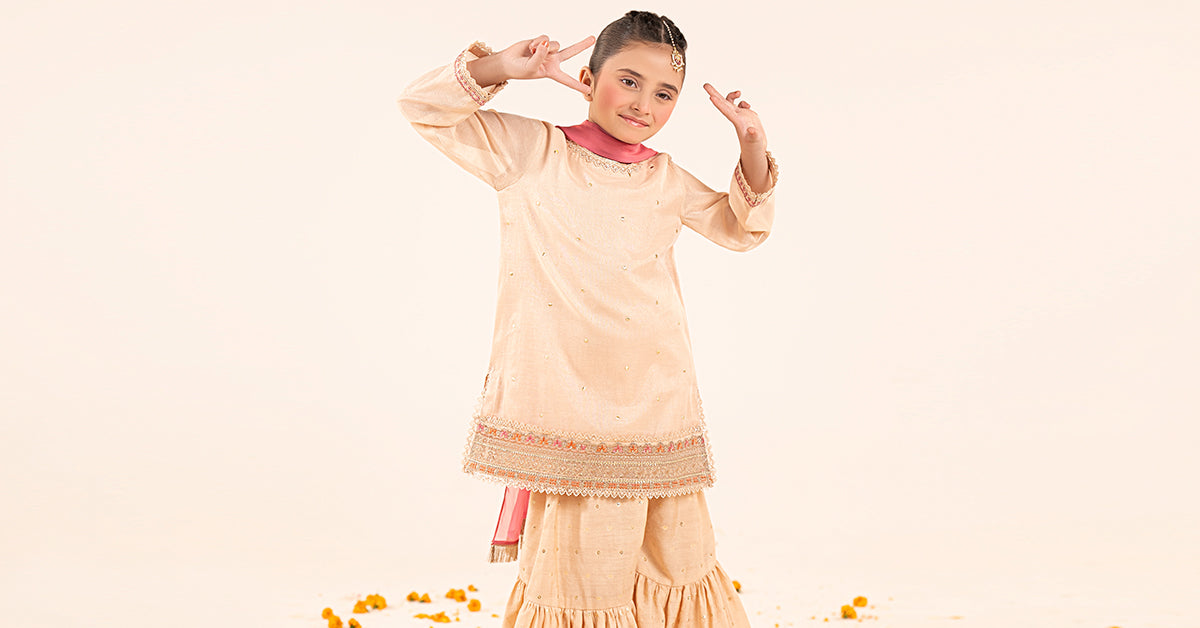kids-clothes-mks-ef26-04-peach by Maria B Kids - Designer Dress  - Type : KidsClothes - Available at Libayah - 100% Original 