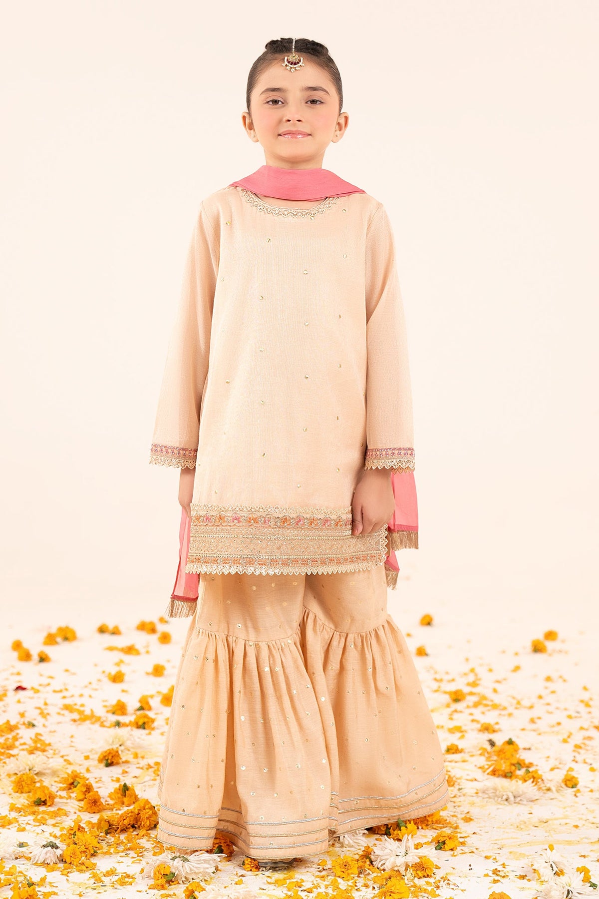 kids-clothes-mks-ef26-04-peach by Maria B Kids - Designer Dress  - Type : KidsClothes - Available at Libayah - 100% Original 