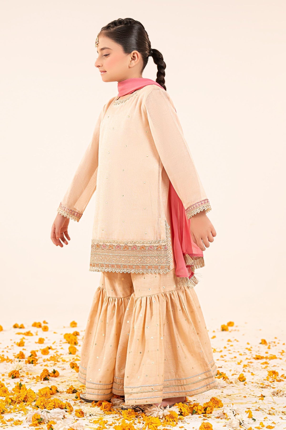 kids-clothes-mks-ef26-04-peach by Maria B Kids - Designer Dress  - Type : KidsClothes - Available at Libayah - 100% Original 