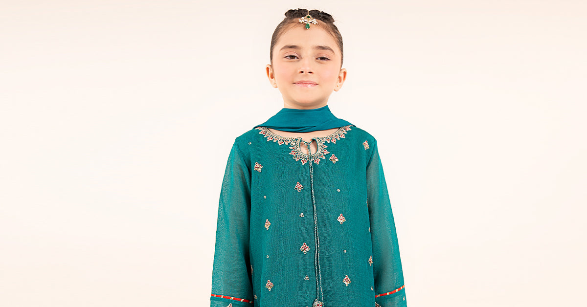kids-clothes-mks-ef26-05-green by Maria B Kids - Designer Dress  - Type : KidsClothes - Available at Libayah - 100% Original 