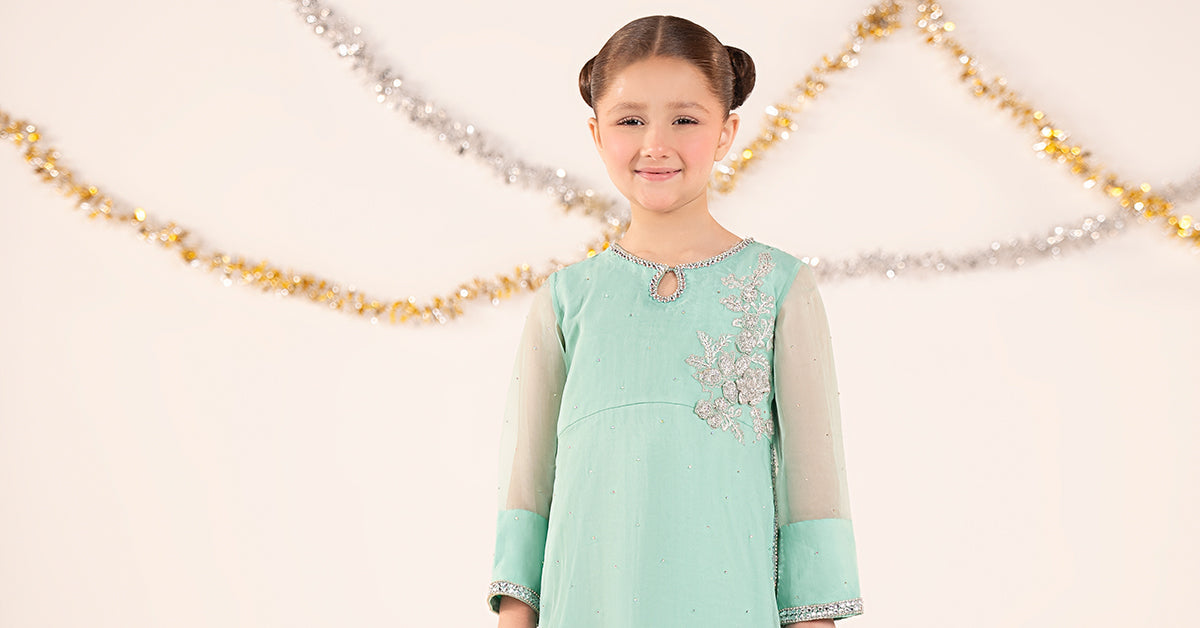 kids-clothes-mks-ef26-08-aqua by Maria B Kids - Designer Dress  - Type : KidsClothes - Available at Libayah - 100% Original 