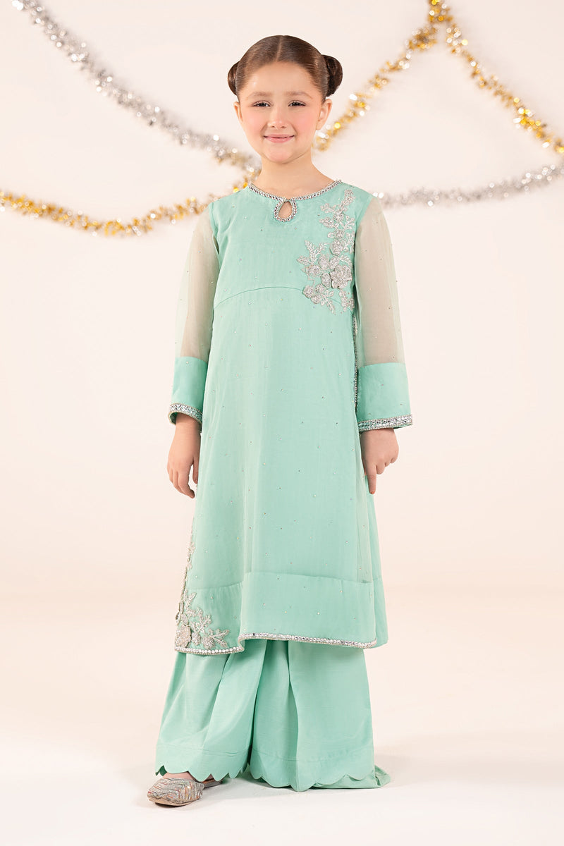 kids-clothes-mks-ef26-08-aqua by Maria B Kids - Designer Dress  - Type : KidsClothes - Available at Libayah - 100% Original 
