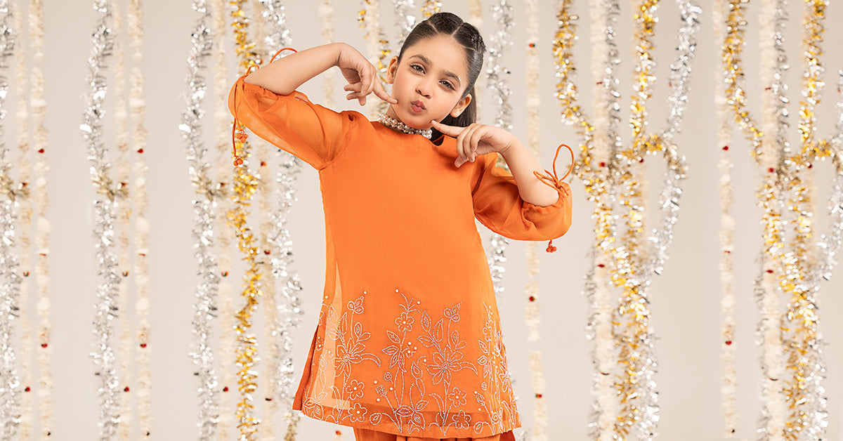 kids-clothes-mks-ef26-10-orange by Maria B Kids - Designer Dress  - Type : KidsClothes - Available at Libayah - 100% Original 