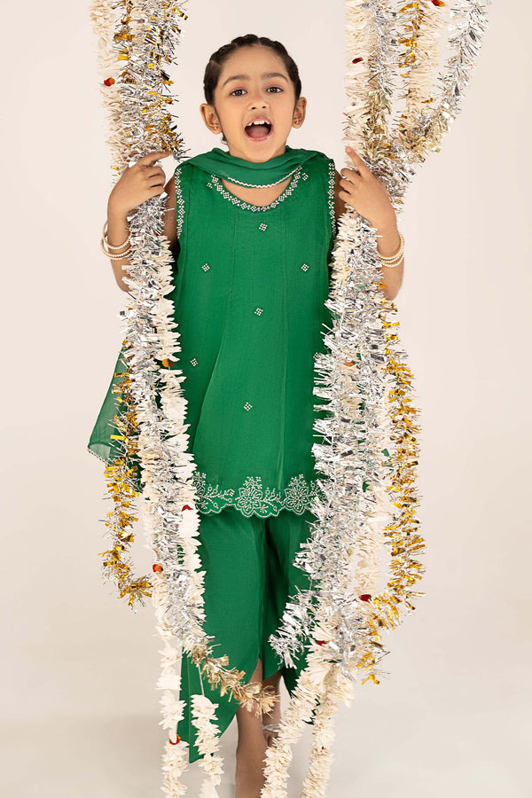 kids-clothes-mks-ef26-16-green by Maria B Kids - Designer Dress  - Type : KidsClothes - Available at Libayah - 100% Original 