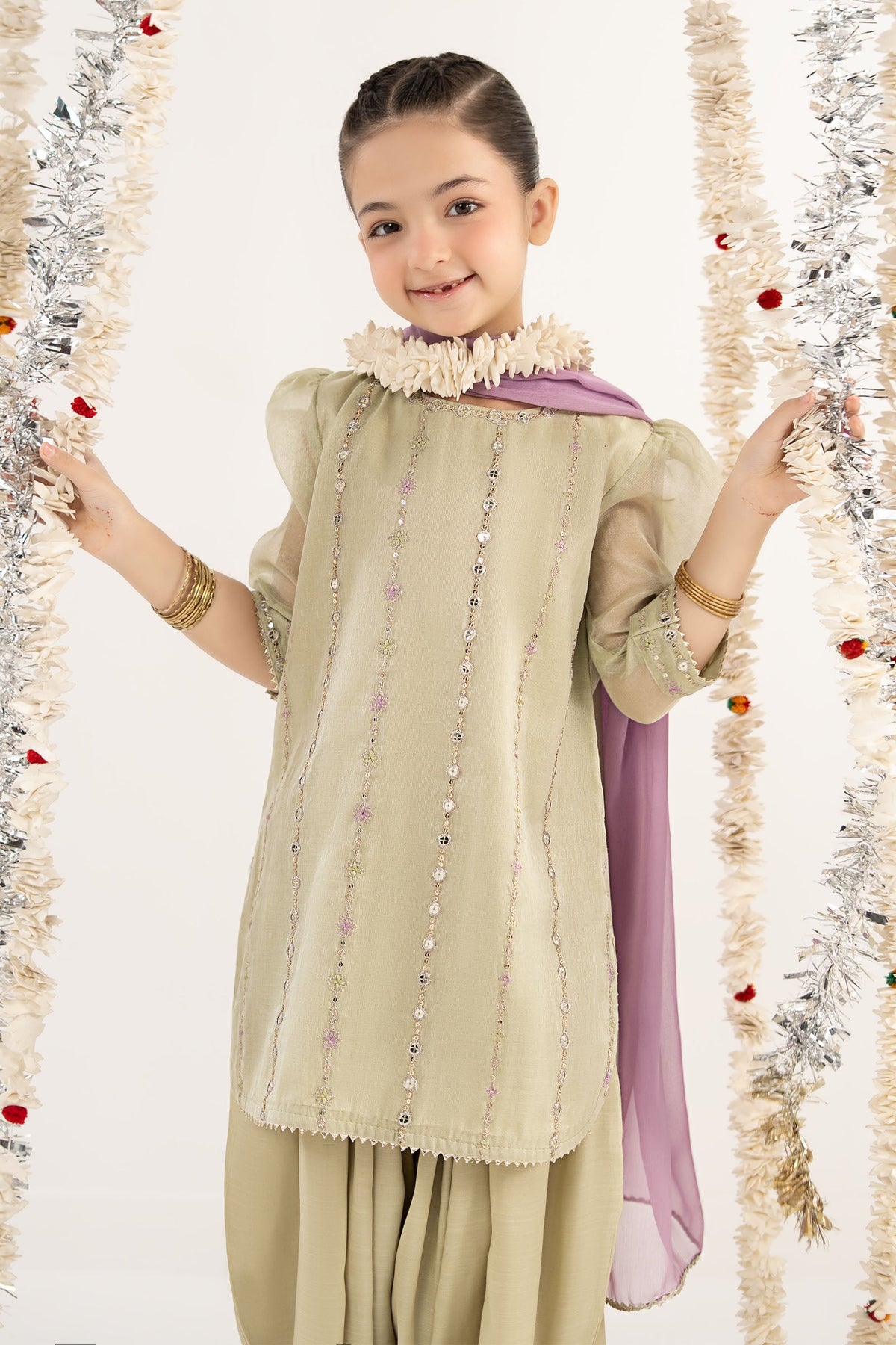 kids-clothes-mks-ef26-17-green by Maria B Kids - Designer Dress  - Type : KidsClothes - Available at Libayah - 100% Original 
