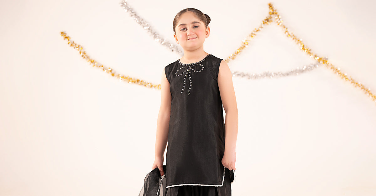 kids-clothes-mks-ef26-26-black by Maria B Kids - Designer Dress  - Type : KidsClothes - Available at Libayah - 100% Original 