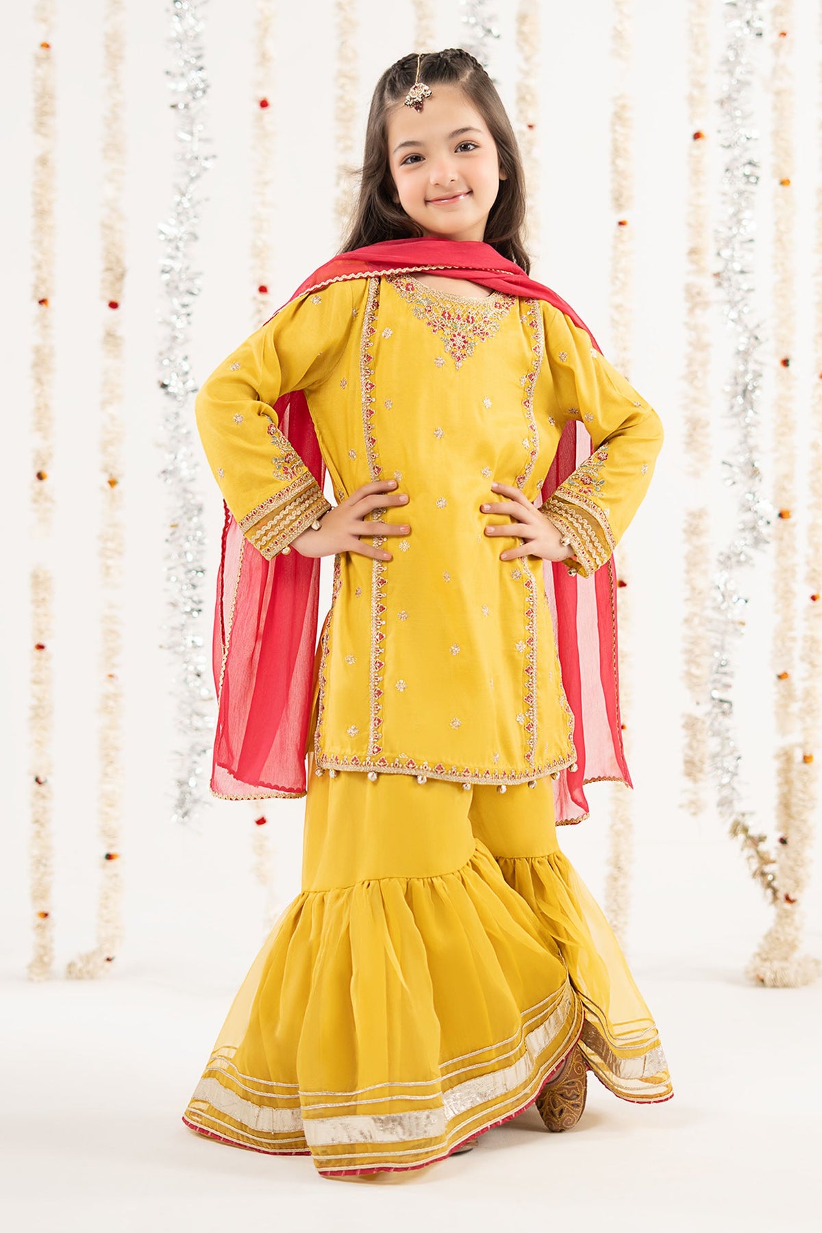 kids-clothes-mks-ef26-28-yellow by Maria B Kids - Designer Dress  - Type : KidsClothes - Available at Libayah - 100% Original 