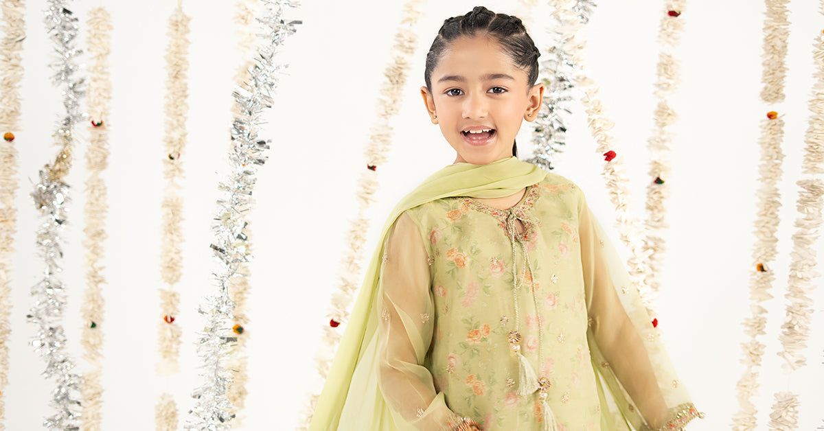 kids-clothes-mks-ef26-32-green by Maria B Kids - Designer Dress  - Type : KidsClothes - Available at Libayah - 100% Original 
