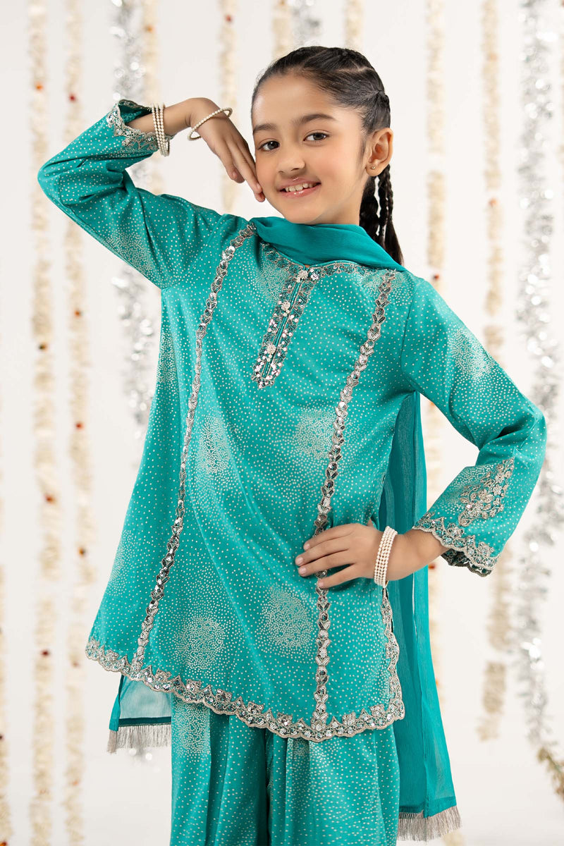kids-clothes-mks-ef26-45-ferozi by Maria B Kids - Designer Dress  - Type : KidsClothes - Available at Libayah - 100% Original 