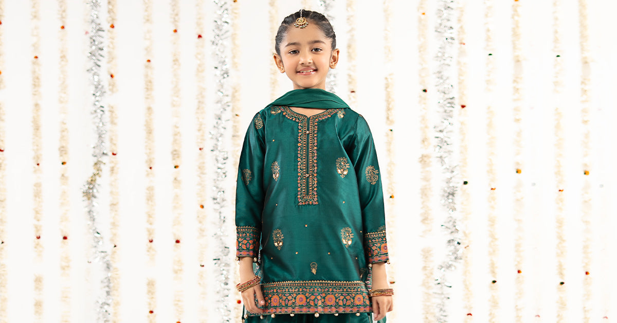 kids-clothes-mks-ef26-46-sea-green by Maria B Kids - Designer Dress  - Type : KidsClothes - Available at Libayah - 100% Original 