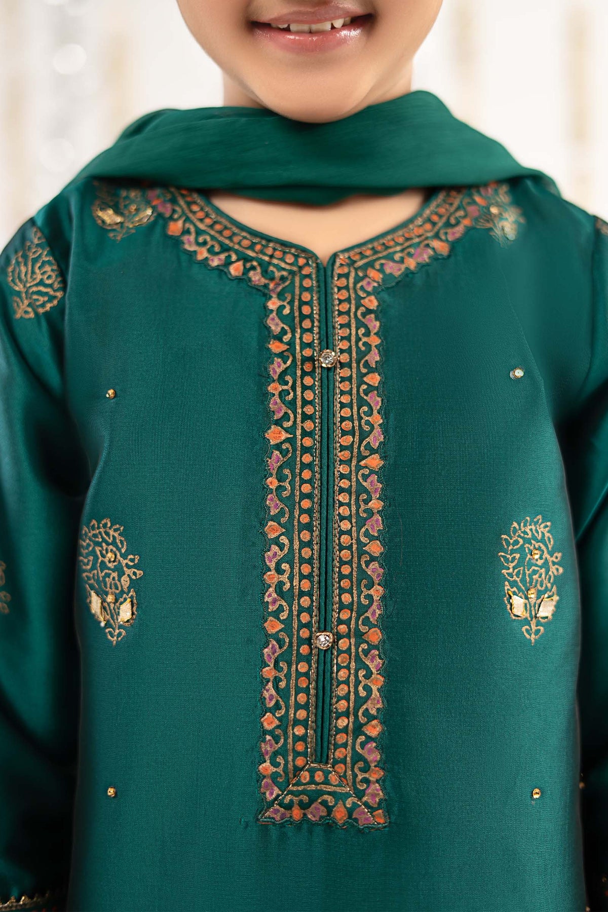 kids-clothes-mks-ef26-46-sea-green by Maria B Kids - Designer Dress  - Type : KidsClothes - Available at Libayah - 100% Original 