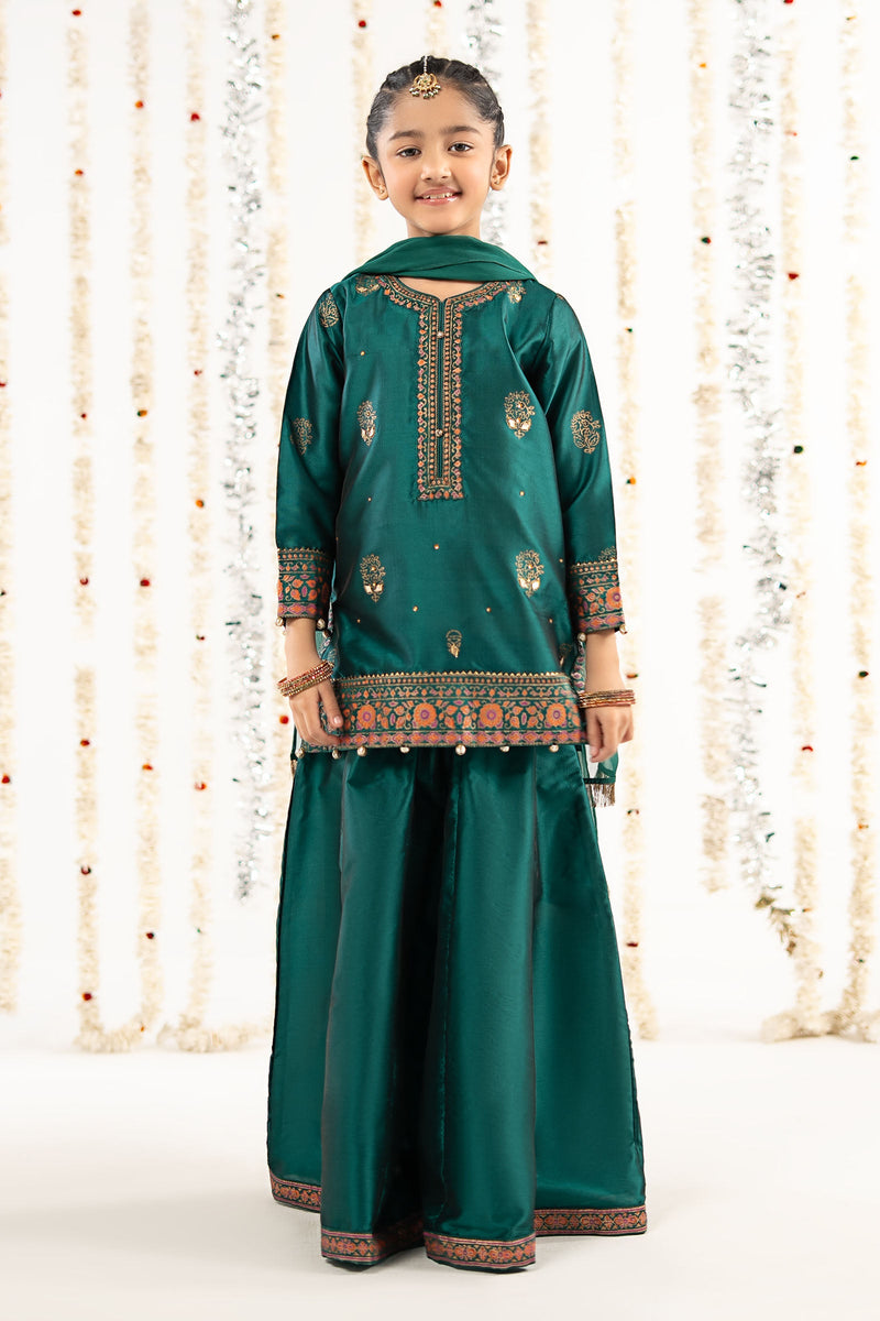 kids-clothes-mks-ef26-46-sea-green by Maria B Kids - Designer Dress  - Type : KidsClothes - Available at Libayah - 100% Original 