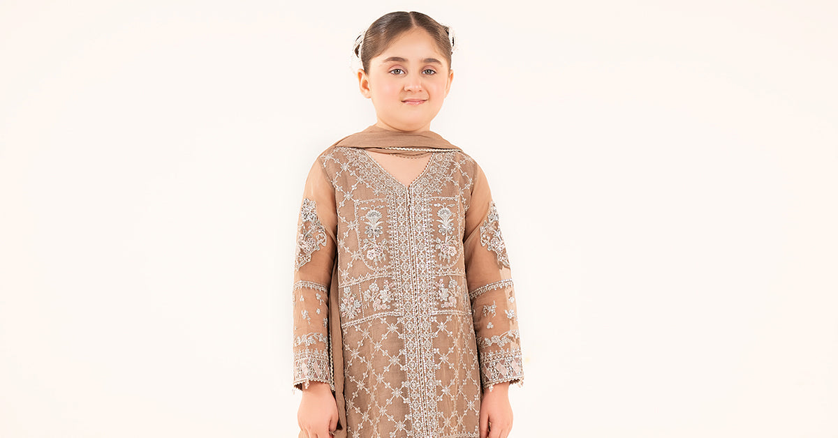 kids-clothes-mks-ef26-48-coffee by Maria B Kids - Designer Dress  - Type : KidsClothes - Available at Libayah - 100% Original 