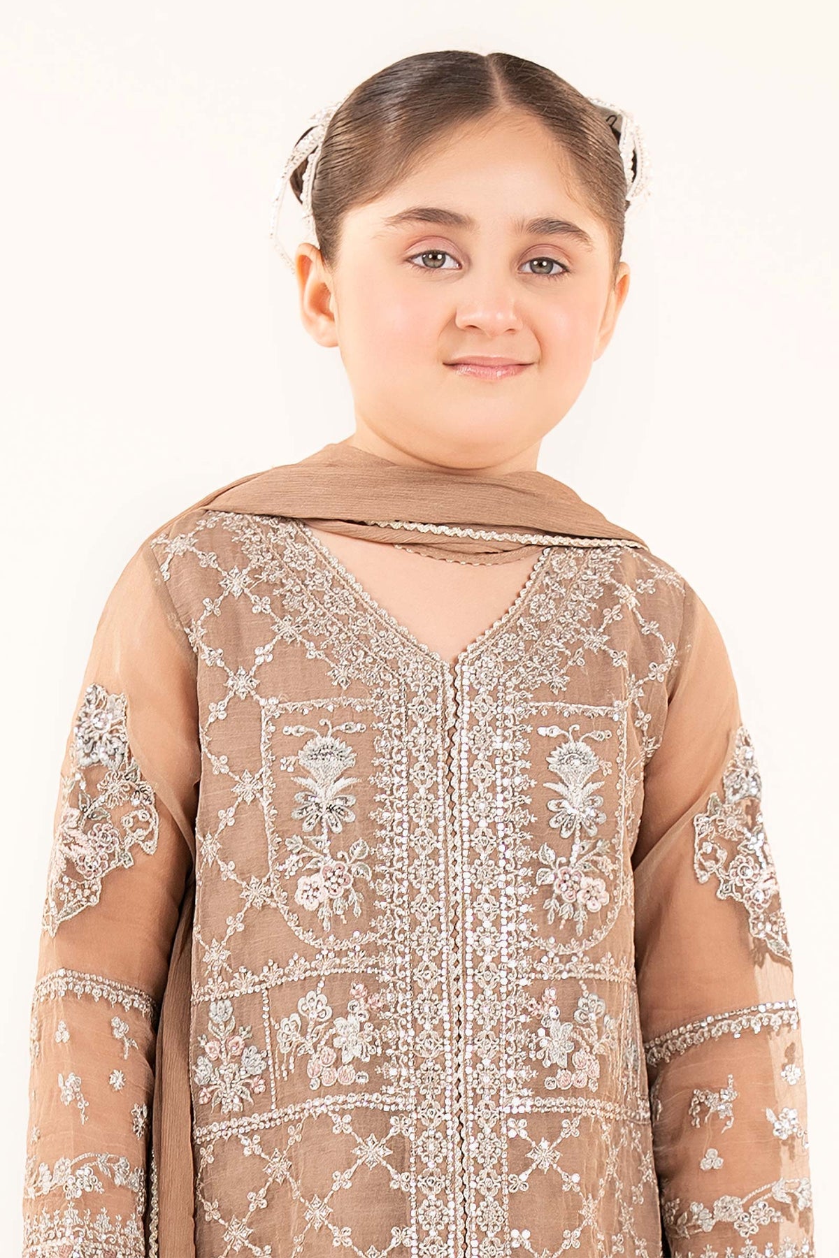 kids-clothes-mks-ef26-48-coffee by Maria B Kids - Designer Dress  - Type : KidsClothes - Available at Libayah - 100% Original 