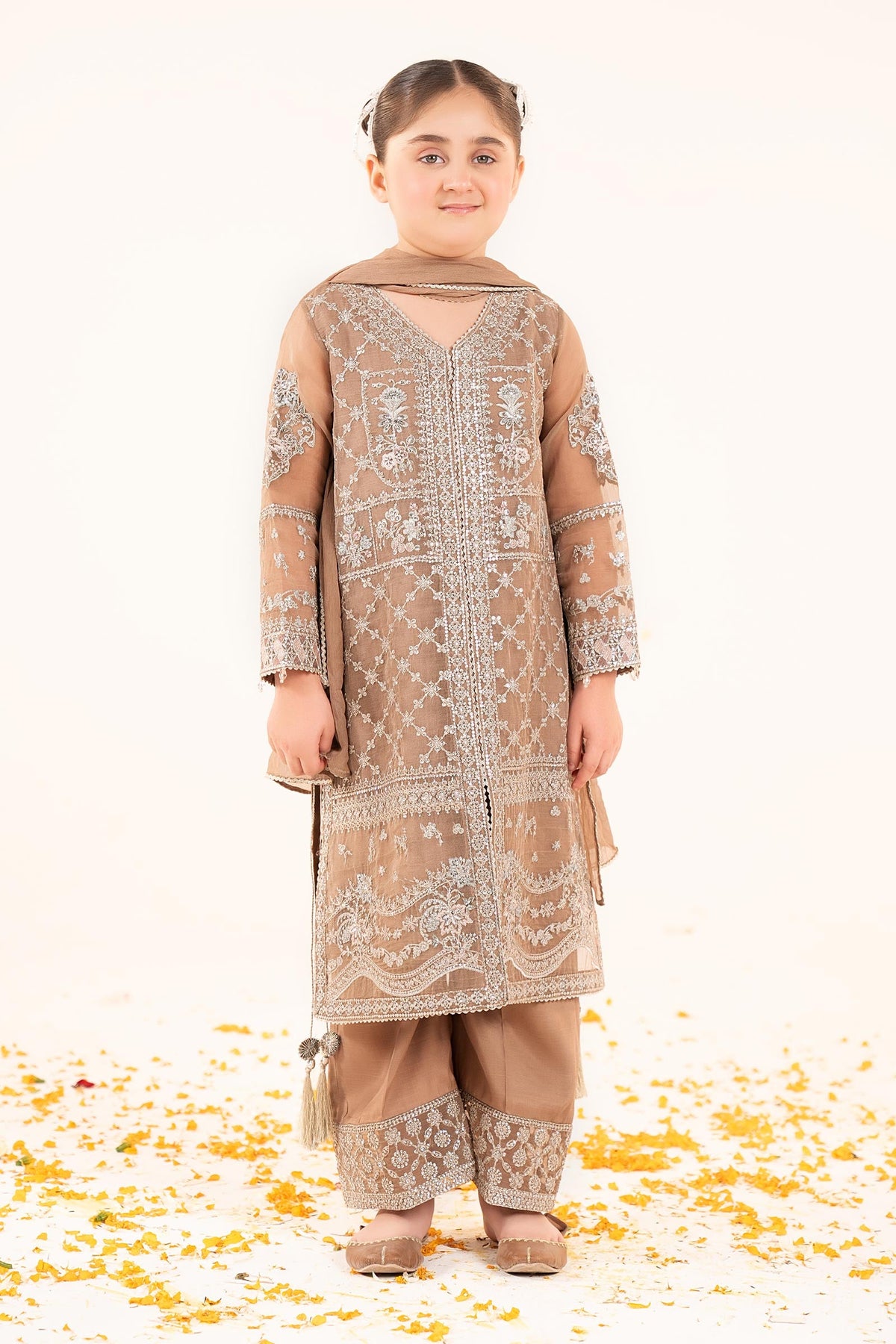 kids-clothes-mks-ef26-48-coffee by Maria B Kids - Designer Dress  - Type : KidsClothes - Available at Libayah - 100% Original 